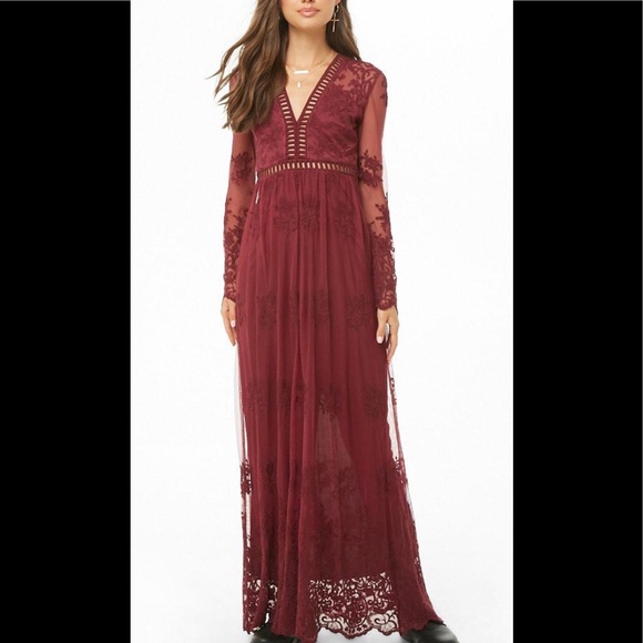forever 21 sheer embroidered maxi dress